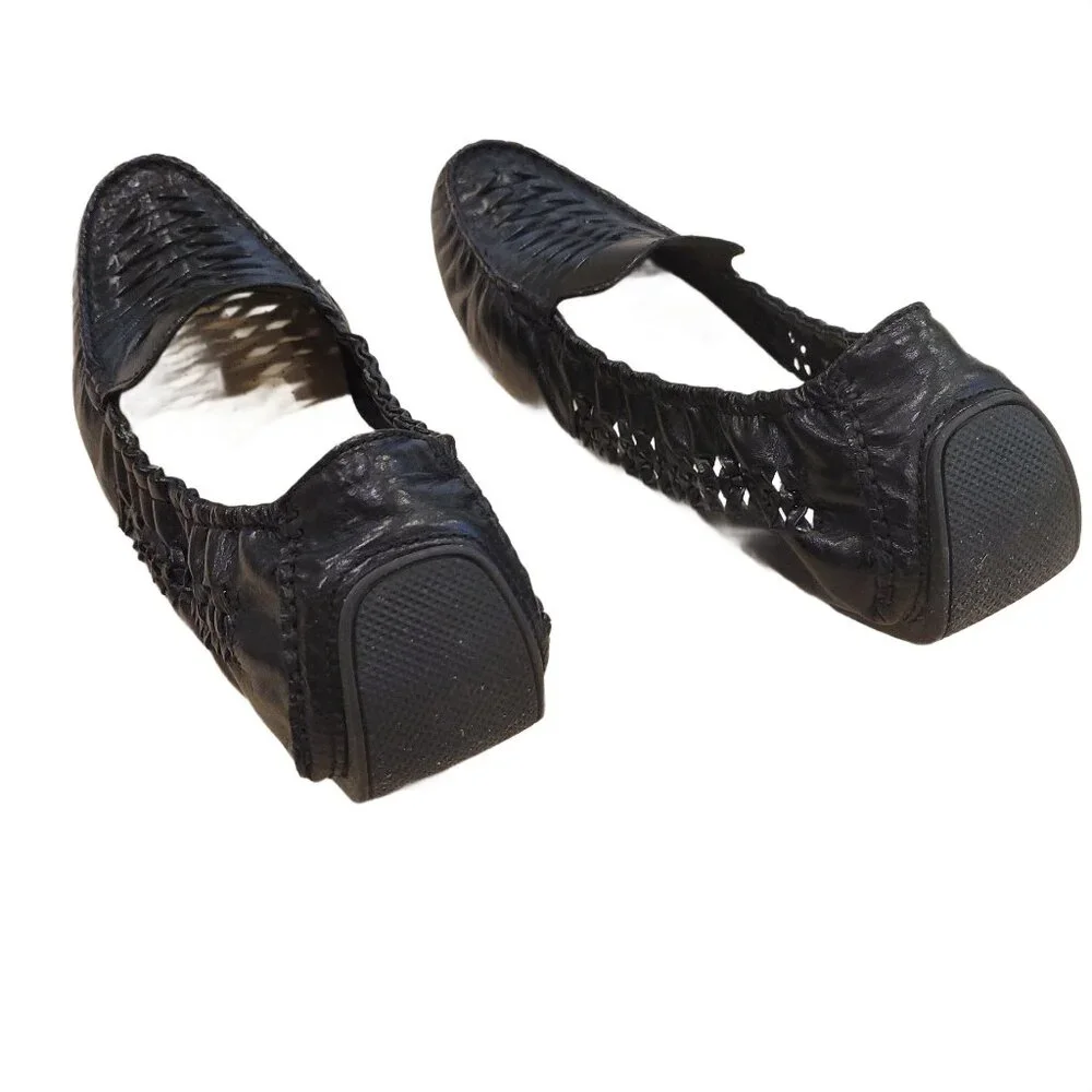 Cole Haan Women's Sadie Huarache Black Leather Flats, Size 11, New - Picture 4 of 6